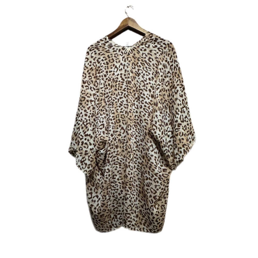 Aerie Leopard Print Kimono Women One Size Brown Excellent Animal Wrap Coverup - Picture 6 of 6